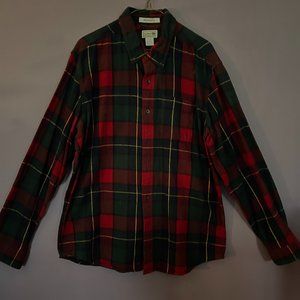 L.L. Bean Plaid Flannel Button Down Shirt